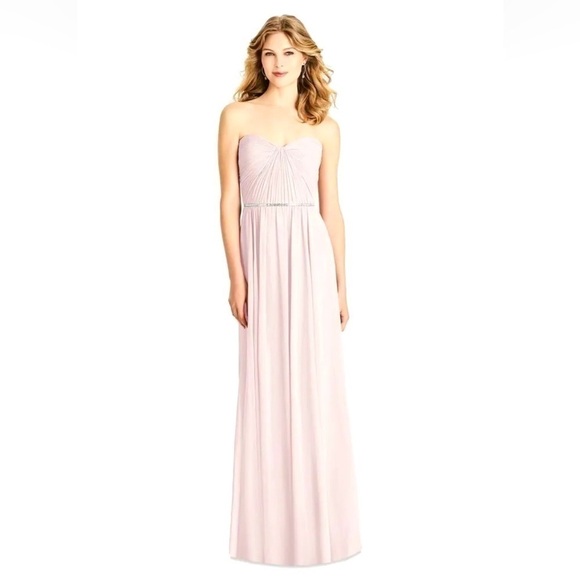 NWT Jenny Packham 1008 Strapless Chiffon Long Formal Dress Gown Blush Size 6 - Picture 1 of 12